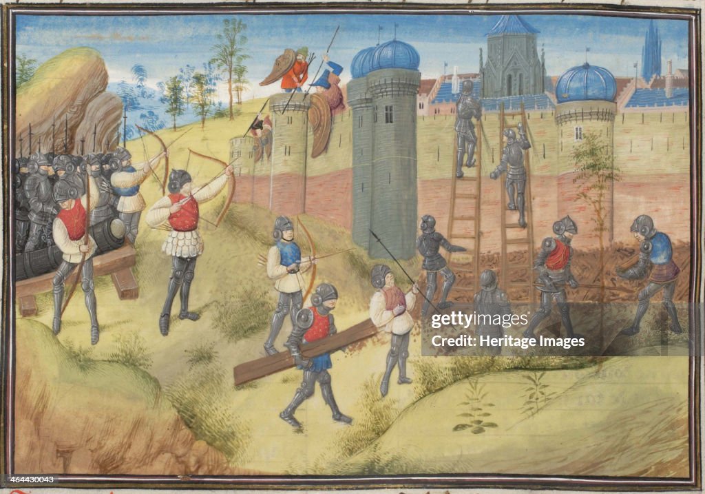 The Siege of Jerusalem, 1099. Miniature from the Historia by William of Tyre, 1460s. Artist: Anonymous