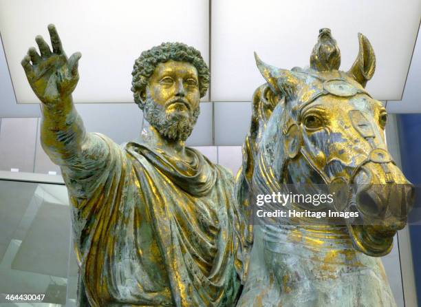 Equestrian statue of Marcus Aurelius, 161-180. Found in the collection of the Musei Capitolini, Rome.