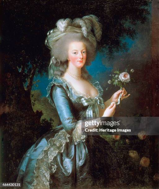 Marie Antoinette à la Rose', 1783. Vigée-Lebrun, Marie Louise Elisabeth . Found in the collection of the Musée National du Château de Versailles et...