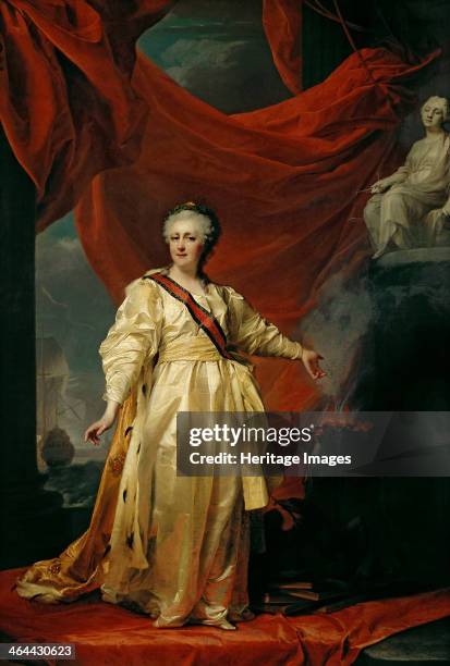 Portrait of Catherine II the Legislatress in the Temple Devoted to the Godess of Justice, Early 1780s. Found in the collection of the State Tretyakov...