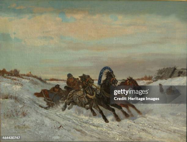 Troika on a Winter Road, End 1860s-Early 1870s. From a private collection.