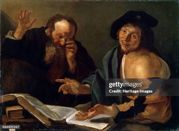 'Heraclitus and Democritus', early 17th century. Heraclitus and Democritus were Ancient Greek philosophers. Found in the collection of the State M...