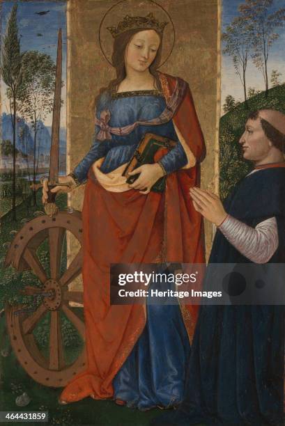 Saint Catherine of Alexandria with a Donor, c. 1480. Found in the collection of the National Gallery, London.