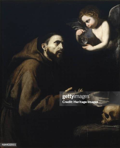 Francis of Assisi and the angel with the water bottle, 1636-1637. Found in the collection of the Museo del Prado, Madrid.