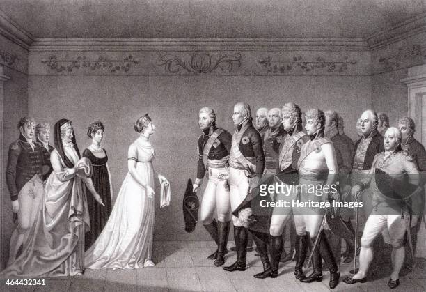 The Meeting Between Luise of Prussia and the Crown Prince Alexander of Russia in Memel, 1805. Found in the collection of the State Hermitage, St....