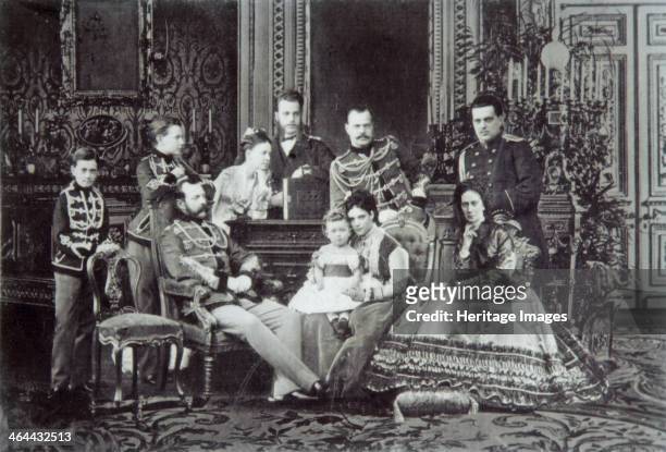 Family portrait of Tsar Alexander II of Russia, 1860s. Alexander was Tsar of Russia from 1855. Known as 'The Liberator', he emancipated Russia's...