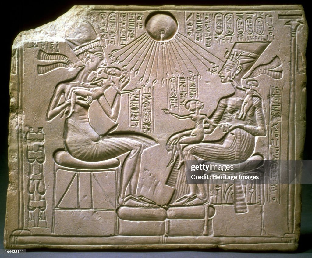 The royal family: Akhenaten, Nefertiti and their children, ca 1350 BC. Artist: Ancient Egypt