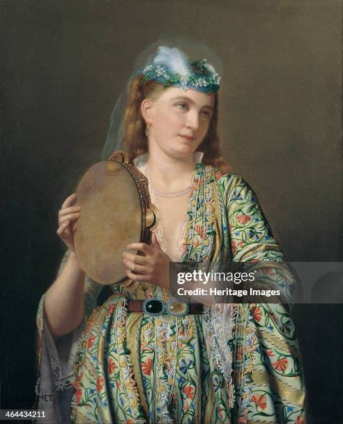 Portrait of a Lady of the Court Playing the Tambourine, Second Half of the 19th cen.. Found in the collection of the Pera Museum, Istanbul.