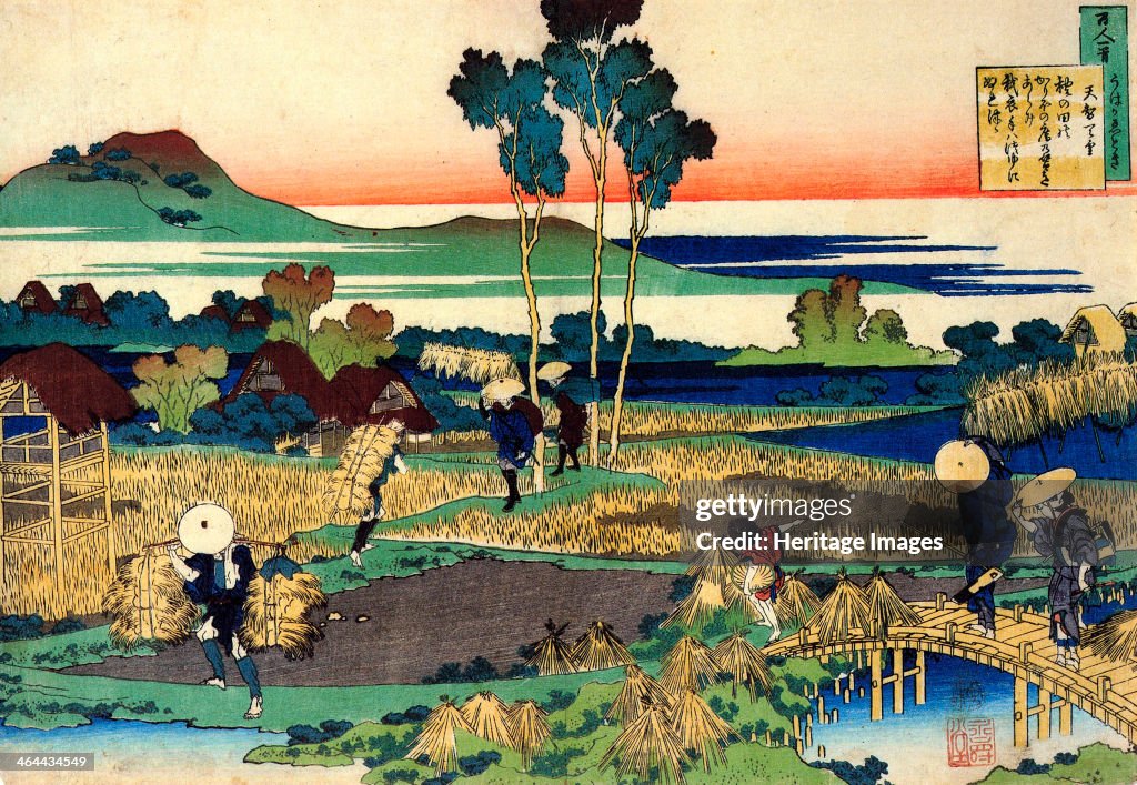 From the series Hundred Poems by One Hundred Poets: Tenchi Tenno, c1830. Artist: Hokusai