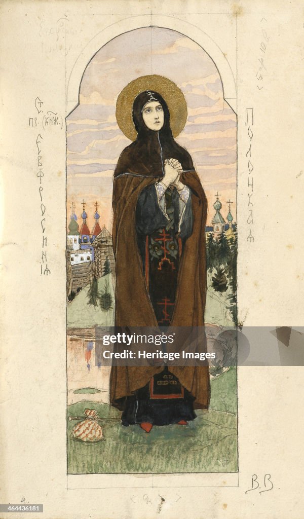 Saint Euphrosyne of Polatsk (Study for frescos in the St Vladimir's Cathedral of Kiev), 1884-1889. Artist: Vasnetsov, Viktor Mikhaylovich (1848-1926)