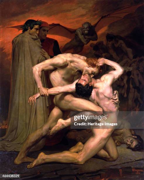 'Dante and Virgil in Hell', 1850. Scene from Italian poet Dante Alighieri's Divina Commedia (Divine Comedy. Dante was a great admirer of the Roman...