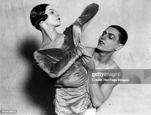 Alice Nikitina and Serge Lifar, Russian ballet dancers, 1924. Nikitina and Lifar in the Ballets Russes production of 'Les Biches' by Francis Poulenc....