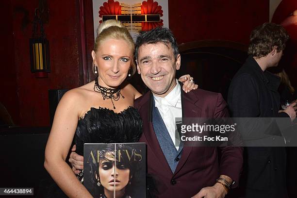 Founder Sophie Argiolas and Editor in chief Luigi Di Donna attend the 'AESTVS' Fashion Magazine Launch Cocktail at the Buddha on February 25, 2015 in...