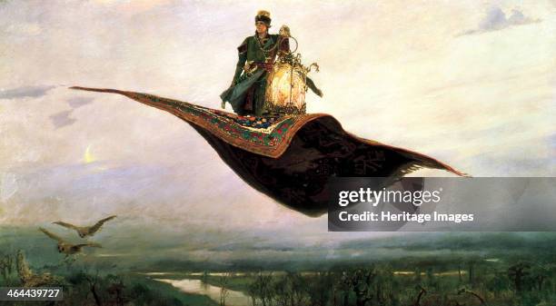 'Riding a Flying Carpet', 1880. Found in the collection of the State Art Museum, Nizhny Novgorod, Russia.