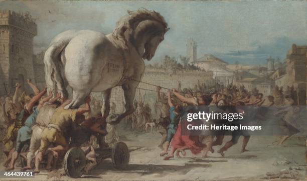 The Procession of the Trojan Horse into Troy, ca 1760. Found in the collection of the National Gallery, London.