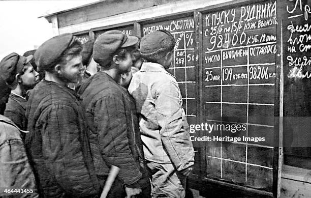 Workers of Magnitogorsk, USSR, 1931. Magnitogorsk is a city in the Urals with large-scale mining and iron and steel industries. Its development was...