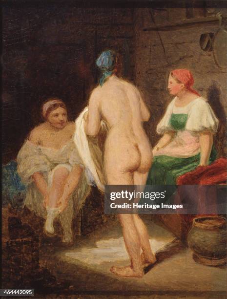 In steam bath, End 1820s. Found in the collection of the State Tretyakov Gallery, Moscow.