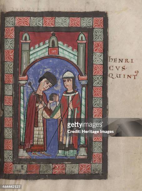 Emperor Henry V and Matilda of England at the Wedding Feast in Mainz on 7 January 1114, 1114. Found in the collection of the The Parker Library.