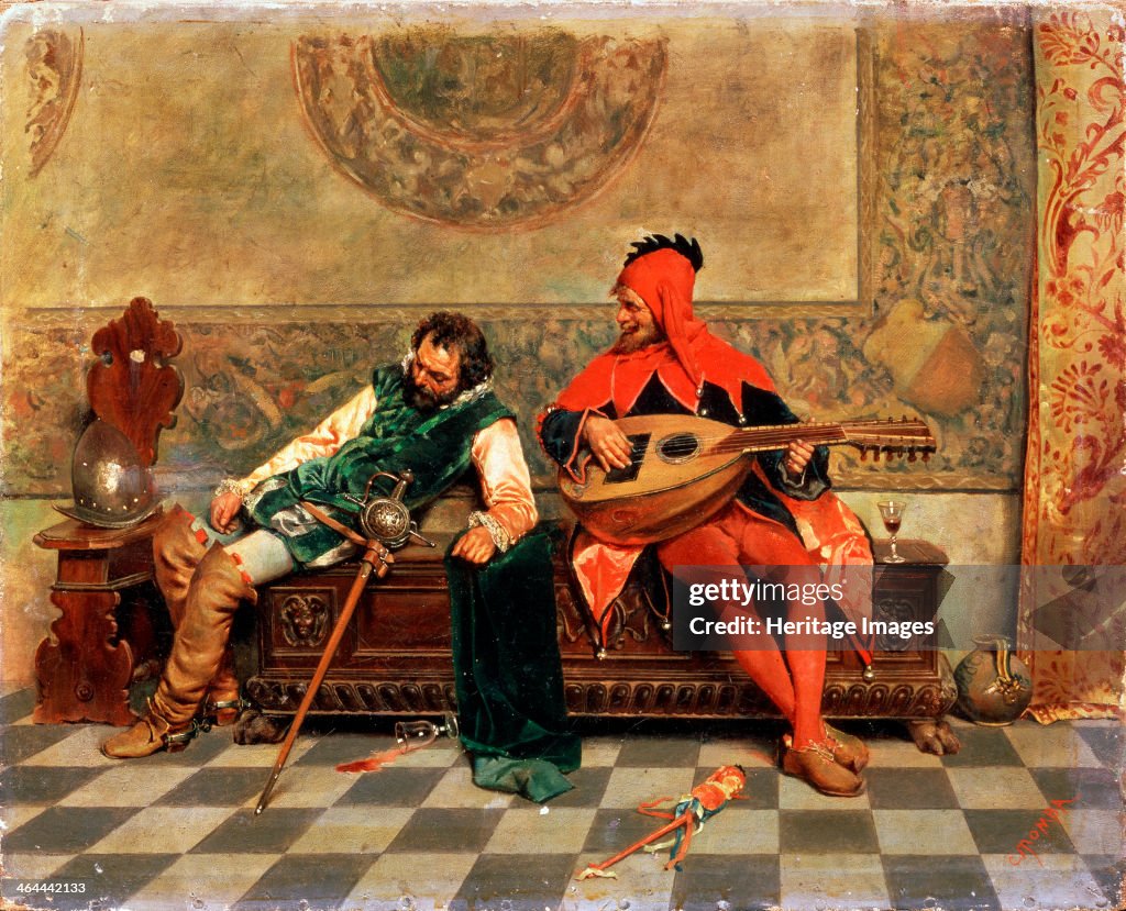 'Drunk Warrior and Court Jester', Italian painting of 19th century. Artist: Casimiro Tomba