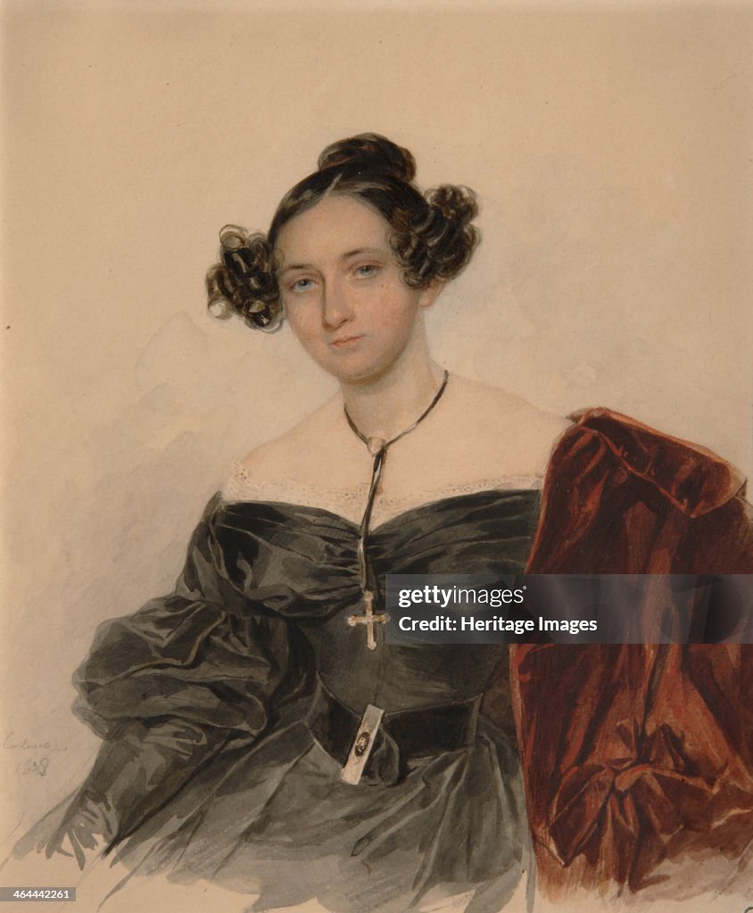 Portrait of Countess Nadezhda Ivanovna Golitsyna (1796-1868), née Countess Kutaysova, 1832. Artist: Sokolov, Pyotr Fyodorovich (1791-1848)