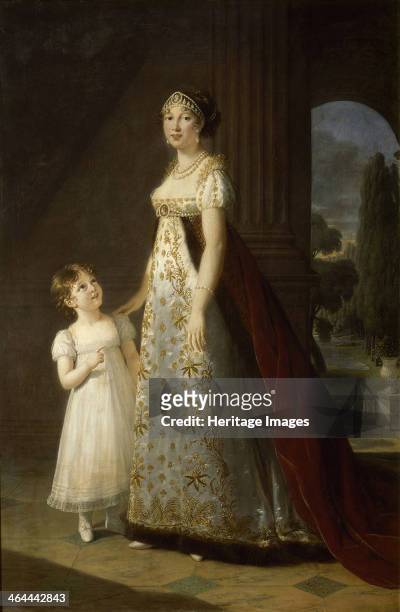 Portrait of Caroline Bonaparte , Queen of Naples and Sicily, with her daughter, Letizia, 1807. Found in the collection of the Musée de l'Histoire de...
