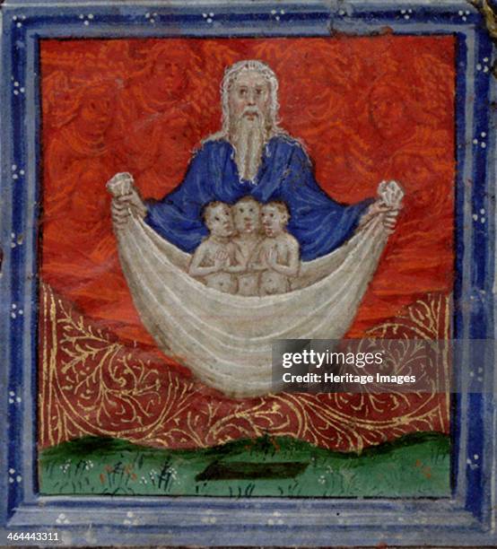 God the Father with three souls, being raised from the dead , c.1410. Found in the collection of the The Huntington, California.