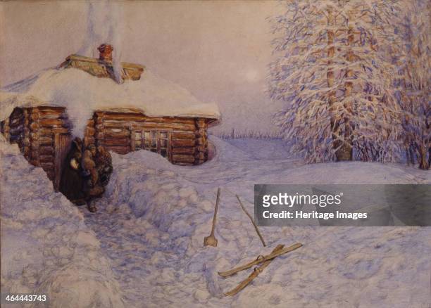 Banya in Winter, 1919. Found in the collection of the V. Vasnetsov Memorial Museum, Moscow.
