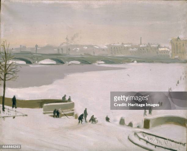 Crossing the frozen Neva River, 1935. Found in the collection of the State Russian Museum, St. Petersburg.