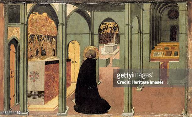 Saint Thomas Aquinas in Prayer, ca 1428-1432. Found in the collection of the Szepmuveszeti Muzeum, Budapest.