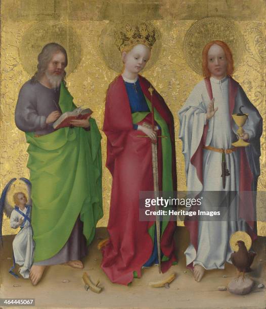 Saints Matthew, Catherine of Alexandria and John the Evangelist, c. 1450. Found in the collection of the National Gallery, London.