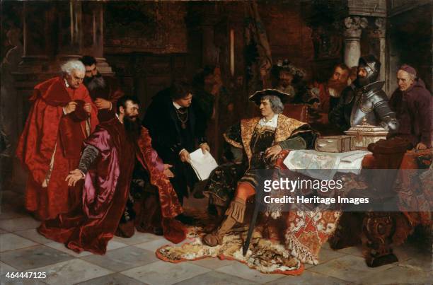 The Emperor Maximilian receives the Venetian Ambassadors in Verona', 1879. Becker, Carl Ludwig Friedrich . Found in the collection of the State A....