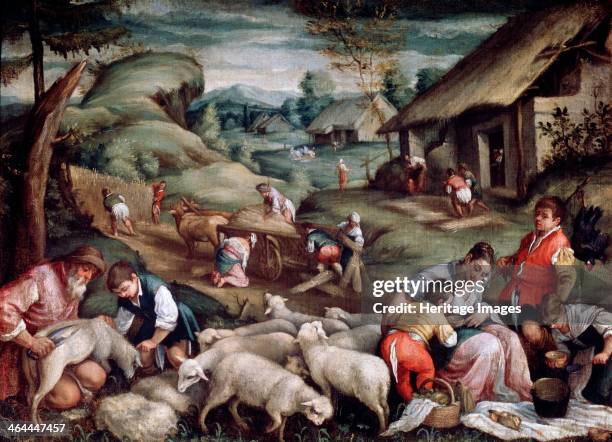 'Summer. Sheep Shearing', c1570-c1580. Found in the collection of the State A Pushkin Museum of Fine Arts, Moscow.