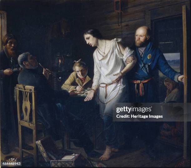 Commissary of Rural Police Investigating, 1857. Found in the collection of the State Tretyakov Gallery, Moscow.