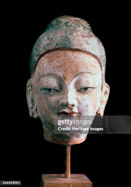 'Head of Buddha', , 8th-9th century. Found in the collection of the State Hermitage, St. Petersburg.
