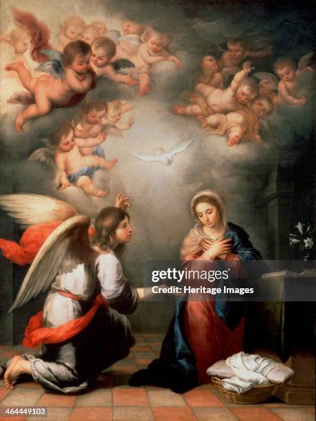 'The Annunciation', 1660s. Murillo, Bartolomé Estebàn . Found in the collection of the State Hermitage, St. Petersburg.