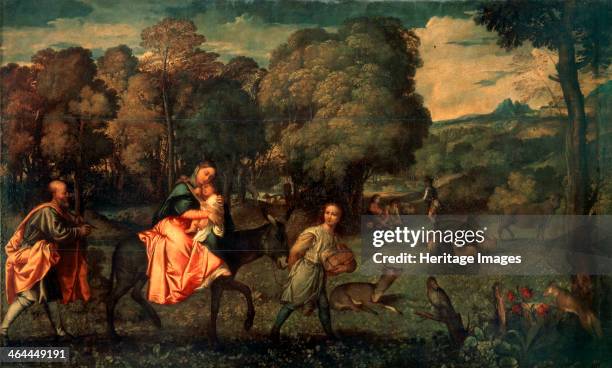 'The Flight into Egypt', c1508. Titian . Found in the collection of the State Hermitage, St. Petersburg.