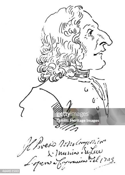 Caricature of composer Antonio Vivaldi, 1723. Found in the collection of the Vatican Library.