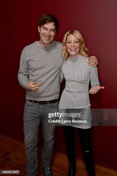 Actors Mark Duplass and Elizabeth Banks pose for a portrait during the 2014 Sundance Film Festival at the Getty Images Portrait Studio at the Village...