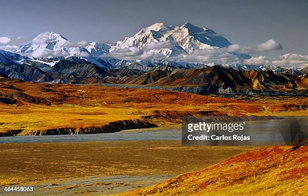 denali in late fall colors - アンカレッジ ストックフォトと画像