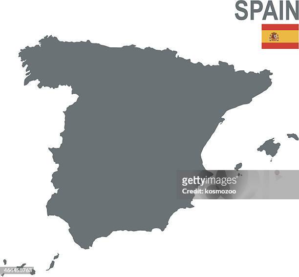 stockillustraties, clipart, cartoons en iconen met a plain gray map of spain on a white background - spain