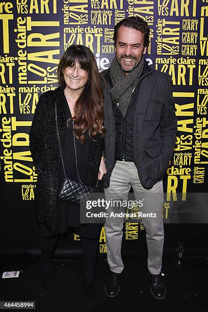 Roberta Gamba and Biagio Stasi attend the 'Marie Claire Loves Art, Celebrating 20 Italian Artists' Exhibition Opening on February 25, 2015 in Milan,...