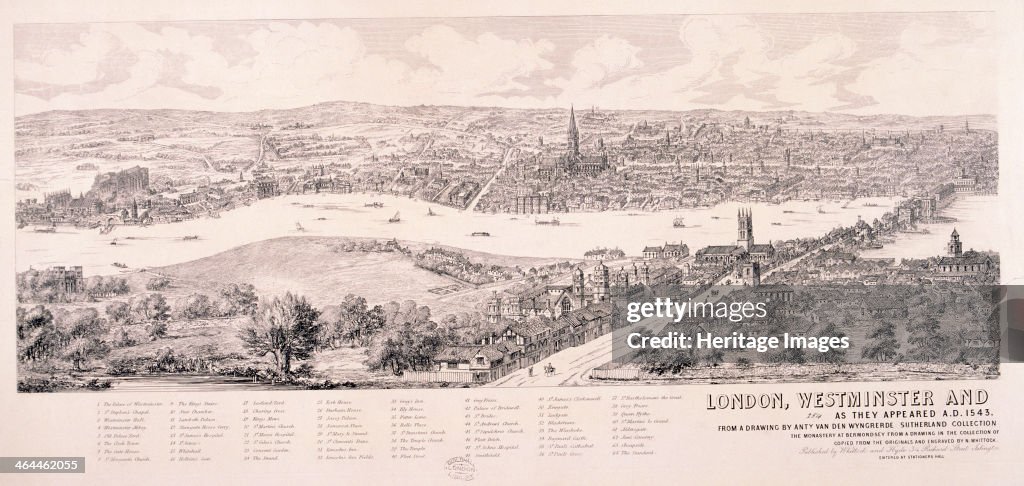 View of London from Southwark, 1543. Artist: Nathaniel Whittock