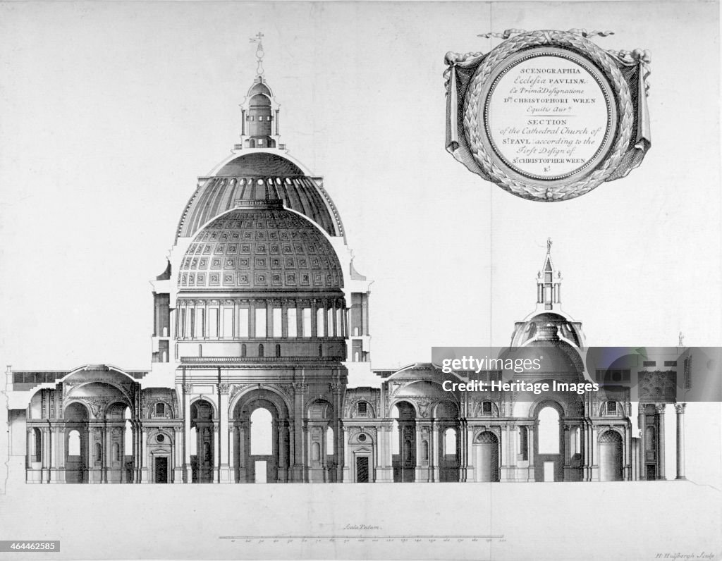 Longtitudinal section through St Paul's Cathedral, City of London, 1700. Artist: Anon
