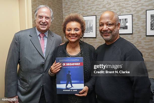 Author/producer Stewart Lane, actress Leslie Uggams and Director Sheldon Epps pose with Mr. Lane's new book "Black Broadway: African Americans On The...