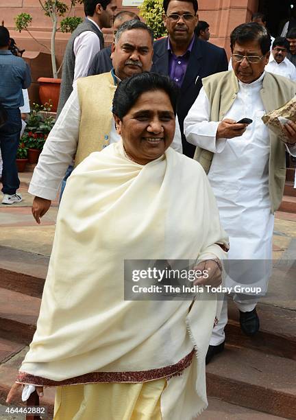 Mayawati on the first day of budget session in New Delhi.