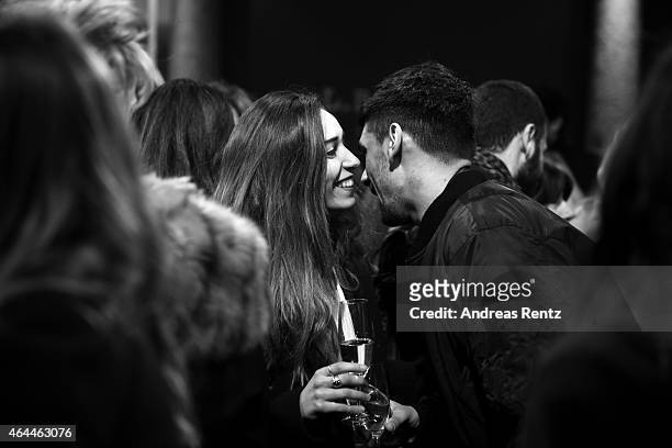 General view of the atmosphere at the 'Marie Claire Loves Art, Celebrating 20 Italian Artists' Exhibition Opening on February 25, 2015 in Milan,...