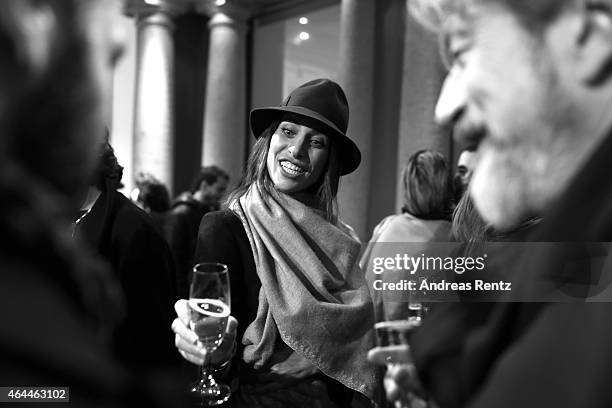 General view of the atmosphere at the 'Marie Claire Loves Art, Celebrating 20 Italian Artists' Exhibition Opening on February 25, 2015 in Milan,...