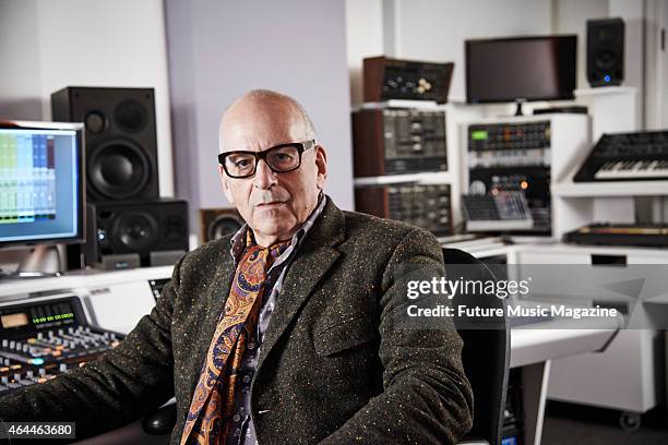 Portrait of English musician and producer Daniel Miller, photographed at his London studio on April 7, 2014. Miller is also the founder of...