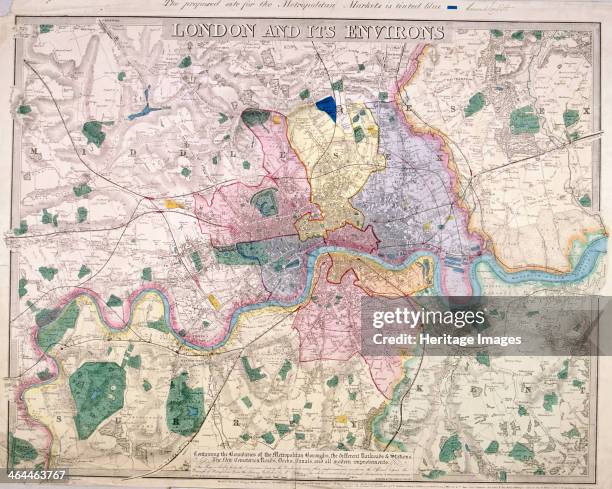 Map of London and surrounding areas, 1847.