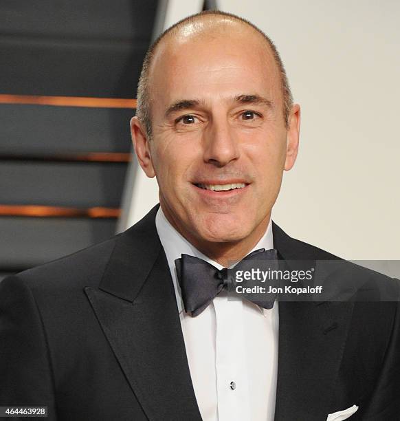 Matt Lauer arrives at the 2015 Vanity Fair Oscar Party Hosted By Graydon Carter at Wallis Annenberg Center for the Performing Arts on February 22,...